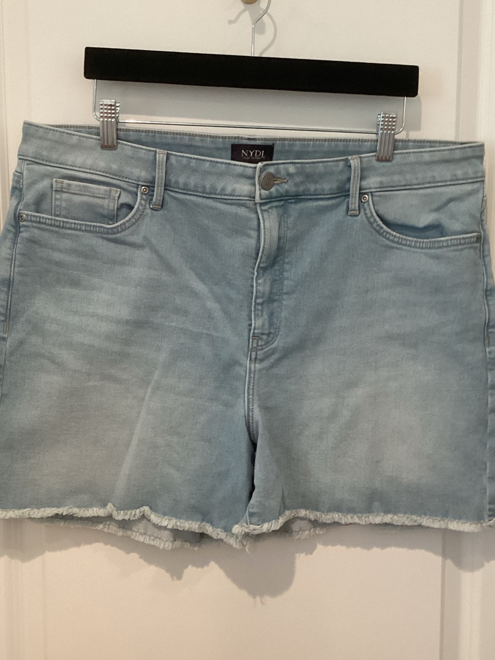 NYDJ Light Blue Denim Cutoff Shorts with Frayed Edge